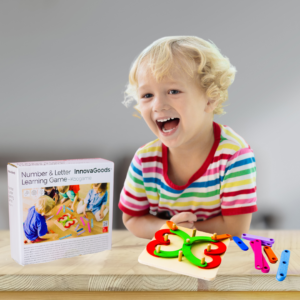 Placă Geoboard din lemn pentru copii – Joc educativ Koogame cu bețe colorate – cifre, litere și forme creative
