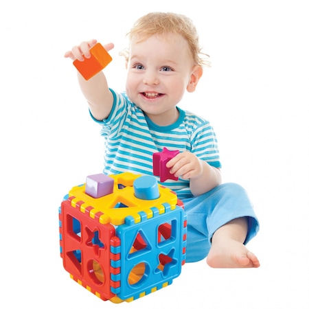 Jucărie educativă - Cub sortator cu forme geometrice colorate 3