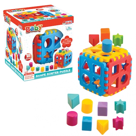 Jucărie educativă - Cub sortator cu forme geometrice colorate 1
